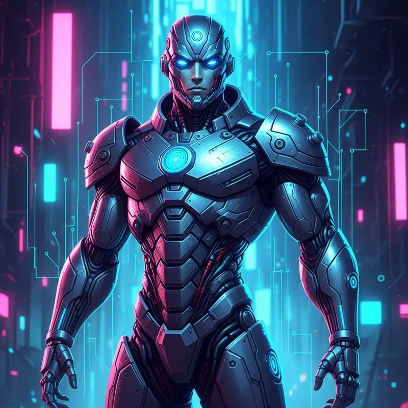 Futuristic Cyberpunk Robot Illustration