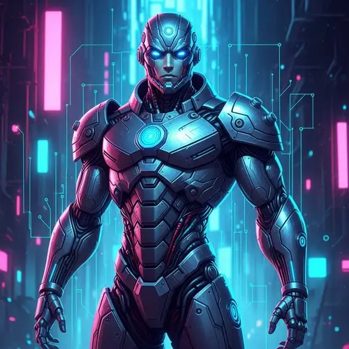 Futuristic Cyberpunk Robot Illustration