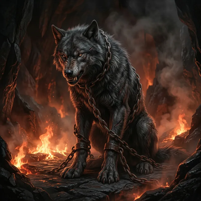 Fenrir: Daunting Mythical Creature Wrapped in Chains