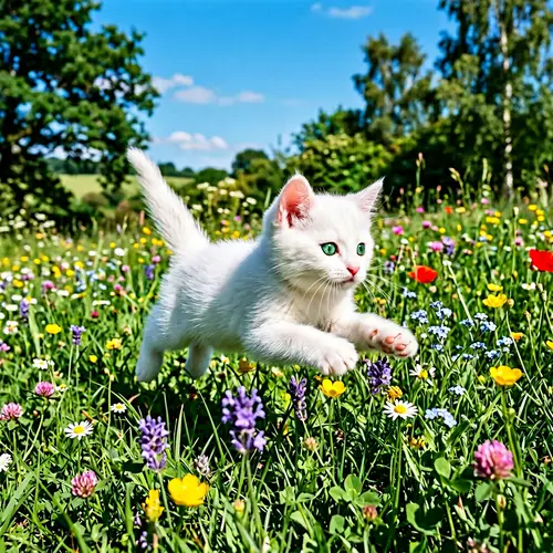 Adorable White Kitten Playing in Garden | Best Kitten Moments