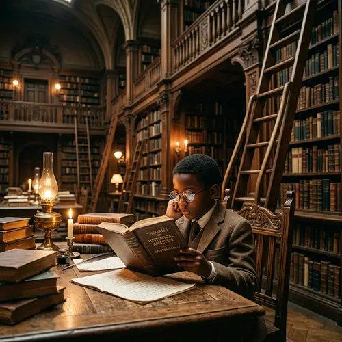 Young African Professor in Classical Library - Study Enthusiast