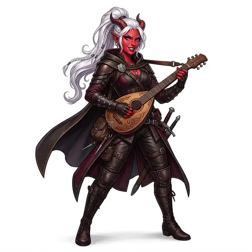 Fantasy Female Rogue Character with Lute Illustration