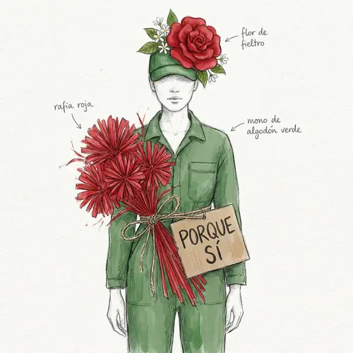 Flower Costume Sketch with Red Details