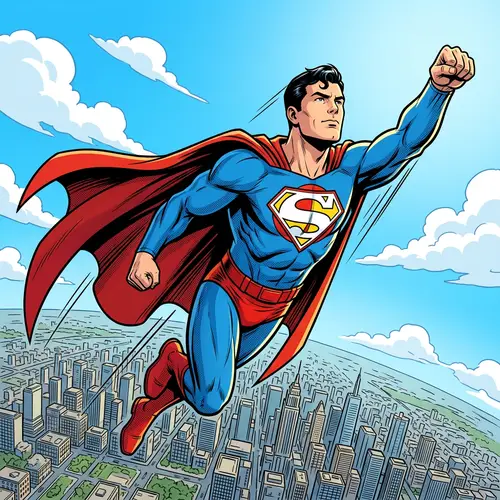 Superman Comic Book Character in Heroic Flight