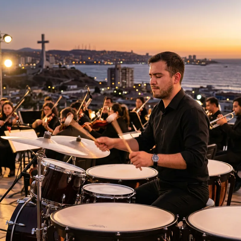 Percussionist Performing Orchestra Concert in Coquimbo/La Serena, Chile