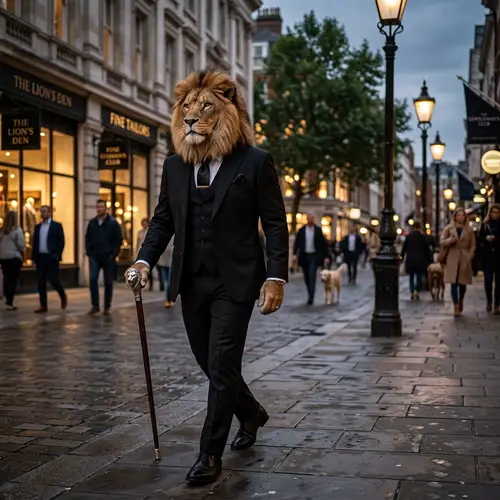 Dapper Lion in Tailored Suit