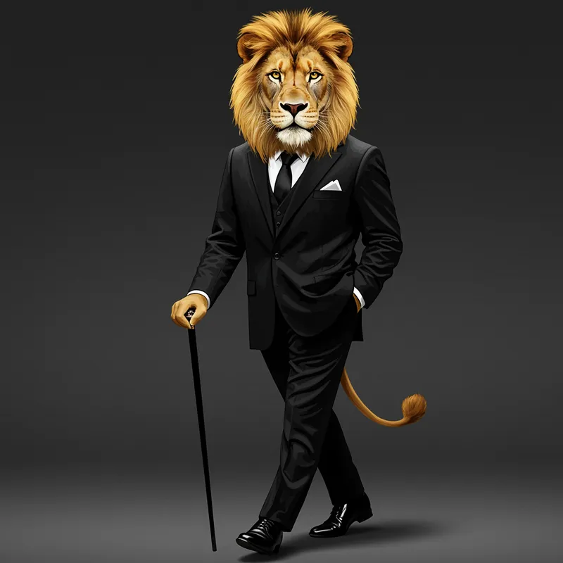 Dapper Lion in Tailored Suit