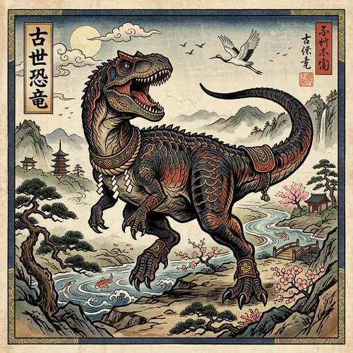 Japanese Style Dinosaur Art & Design