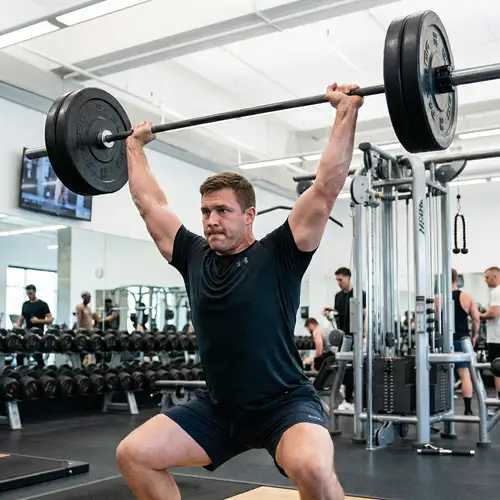 Muscular Caucasian Male Athlete Strength Training in Modern Gym