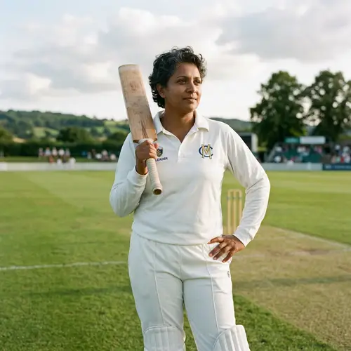 Athletic Leader in White Cricket Uniform Holding Bat