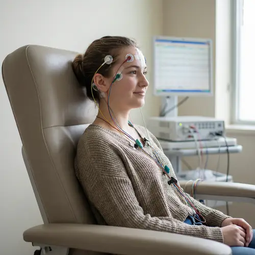 Calming Neurology Examination with ECG Electrodes