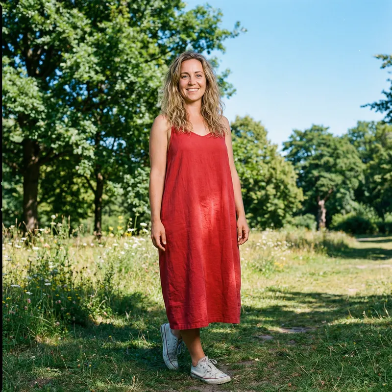 Beautiful Woman in Red Dress | Park Portrait Photography