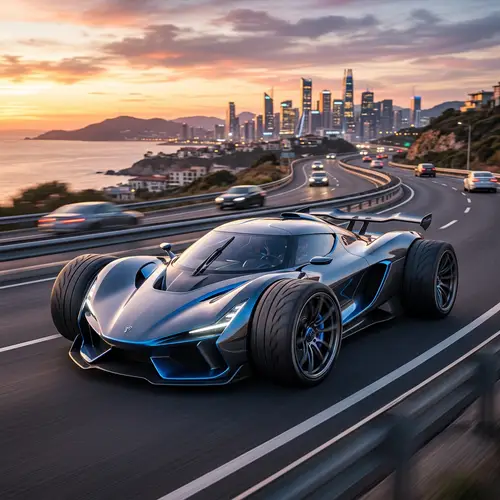 Futuristic Car with Ultra Wide Tires