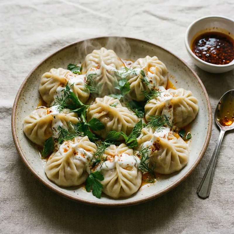 Delicious Homemade Manti Dumplings with Spiced Meat