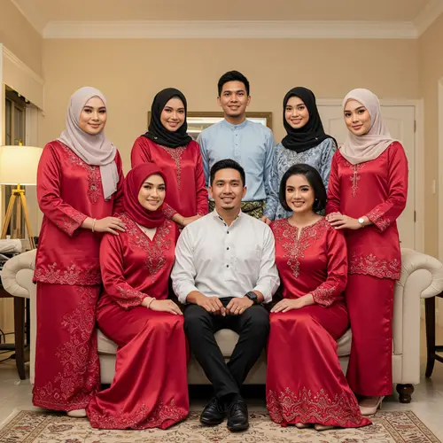 Elegant Family Portrait with Hijab Women and a Gentleman