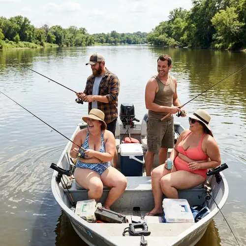 Bold Friends Fishing with Friends by the River