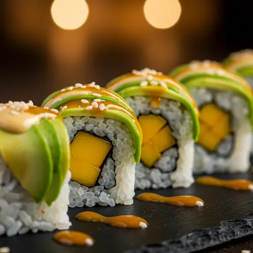 Avocado Mango Sushi with Sesame Cream Recipe
