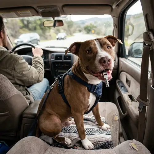 Pitbull in Car with Whistle