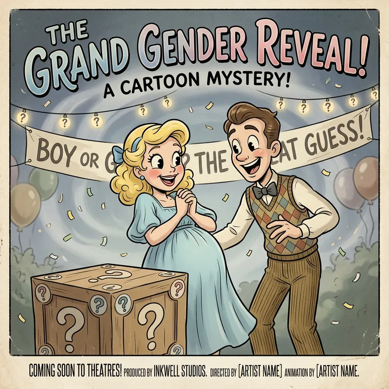 Animated Gender Reveal Party Poster