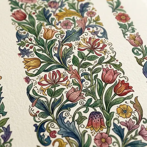William Morris Inspired Floral Border Designs | Vibrant Colors & Details