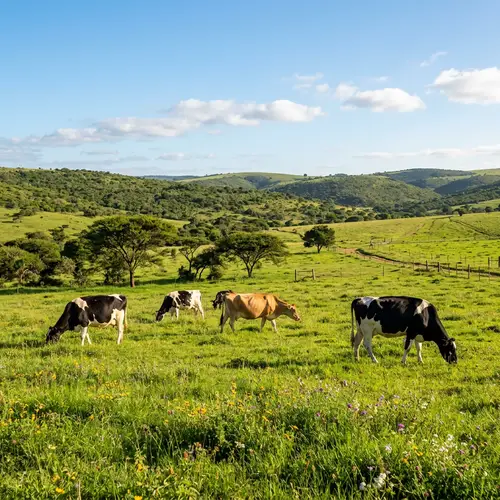 Serenity of Dairy Cows Grazing in South Africa's Verdant Meadows
