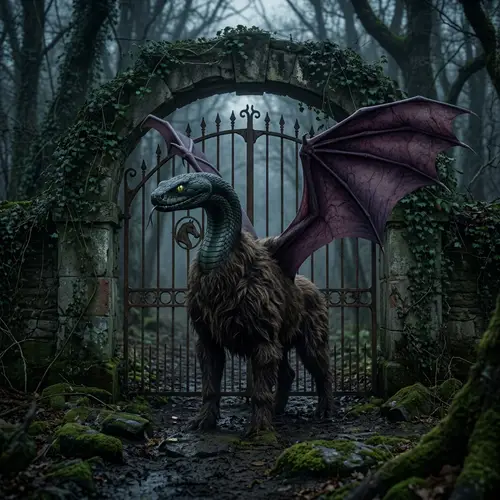 Serpent Head with Horse Gate and Vampire Wing Artwork