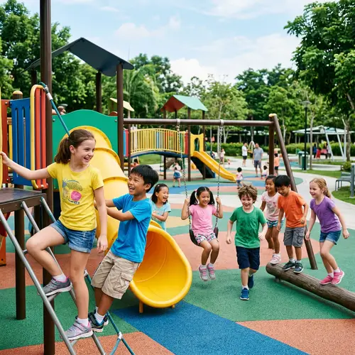 Colorful Playground Fun with Kids Wearing Pampers Baby Dry