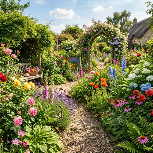 Vibrant Blooming Garden: Summer Flowers & Sunny Days
