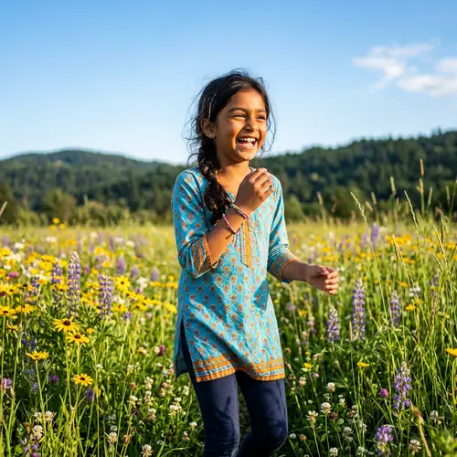 Young South Asian Girl Radiating Happiness and Confidence