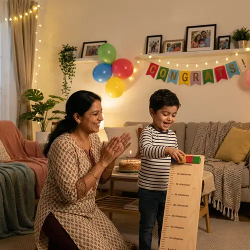 Celebrating Child's Milestones with South-Asian Mother