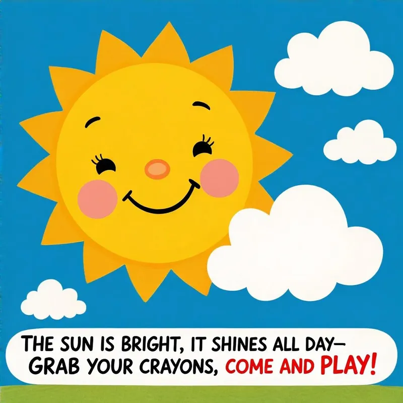 Sunny Smiles: Playful Sun and Clouds Art