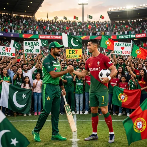 Iconic Encounter Between Pakistani Cricket Player and Portuguese Footballer