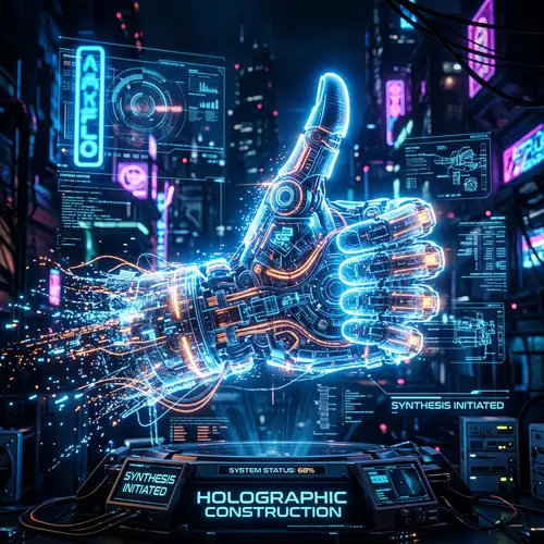 Holographic Robot Hand Thumbs Up - Futuristic Wallpaper