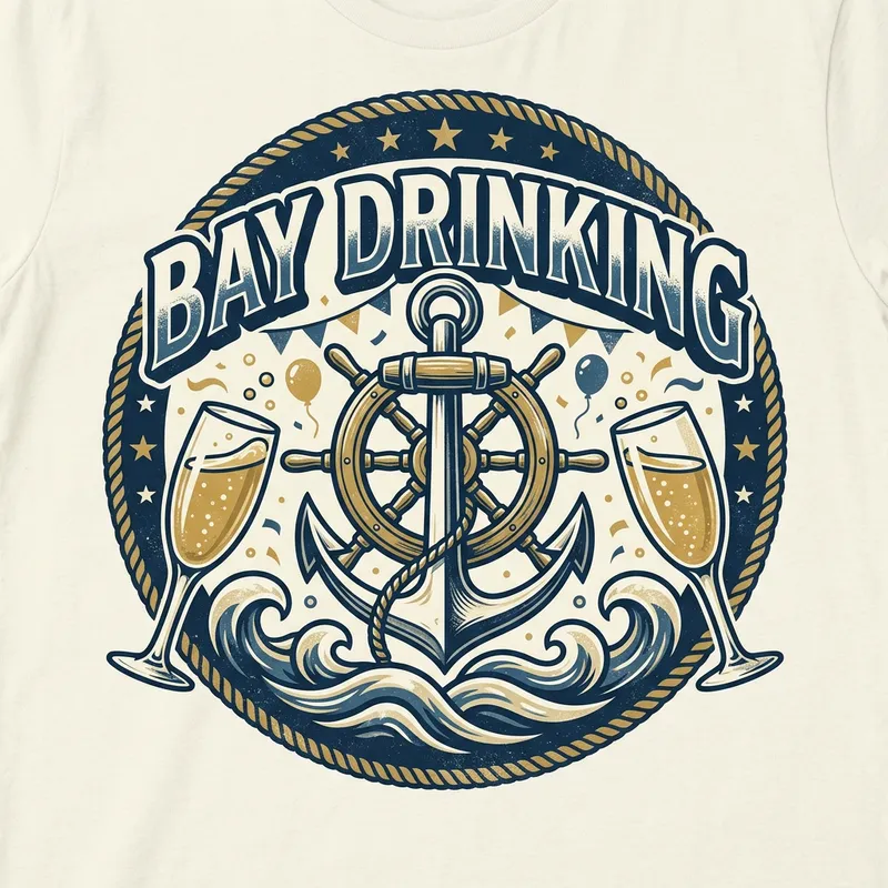 Bay Drinking: Fun & Lively Boating Theme T-shirt Logo