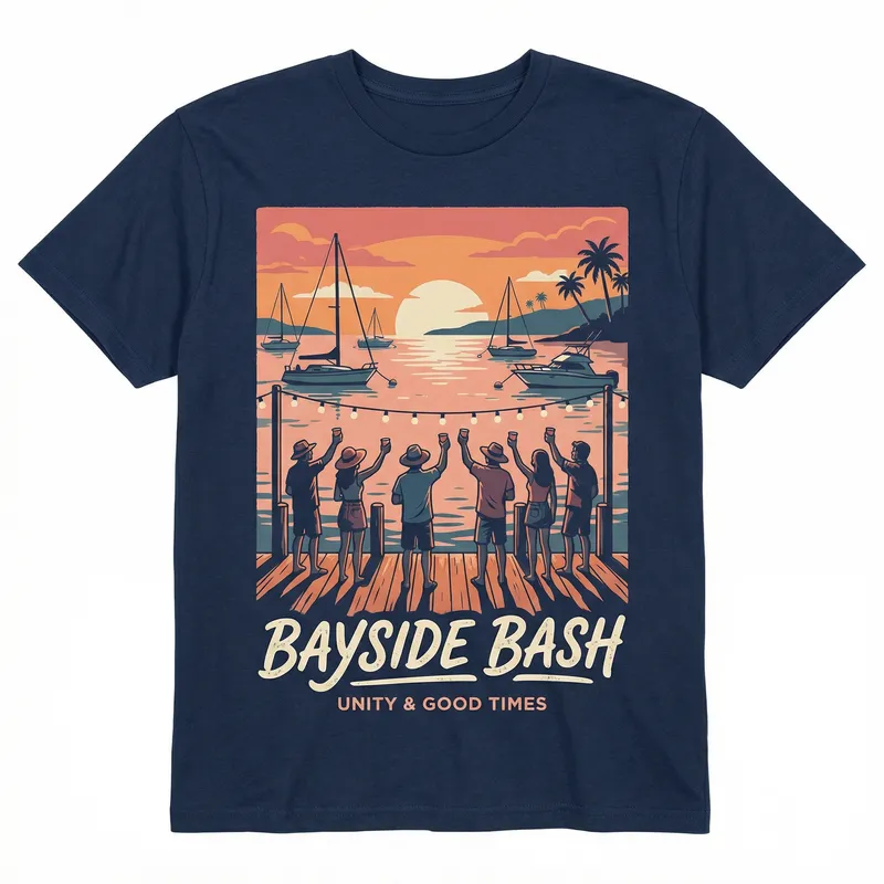 Bay Drinking T-shirt Design - Boaters' Party Scene Print