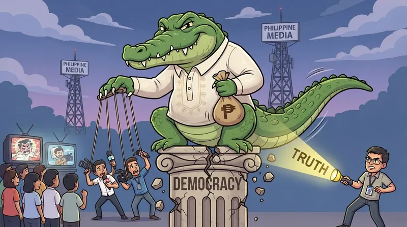 Crocodile Power: A Political Cartoon on Media Control Crocodile Power: A Political Cartoon on Media Control