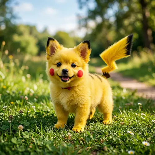 Cute Electric-Type Dog Inspired by Popular Animated Series