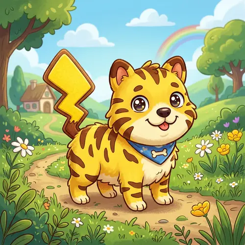 Cartoon Style Adorable Domestic Dog | Cute Yellow Fur Creature