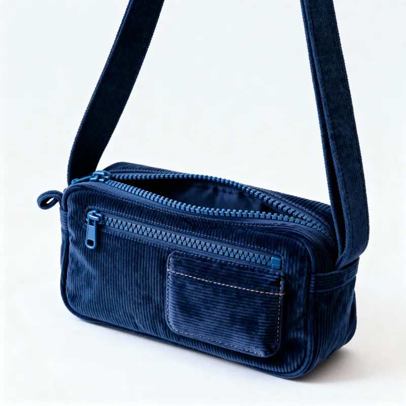 Deep Blue Corduroy Shoulder Bag - Stylish & Functional
