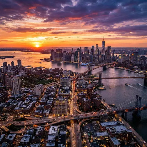 Captivating City Skyline at Sunset | Urban Landscape in Orange and Purple Hues