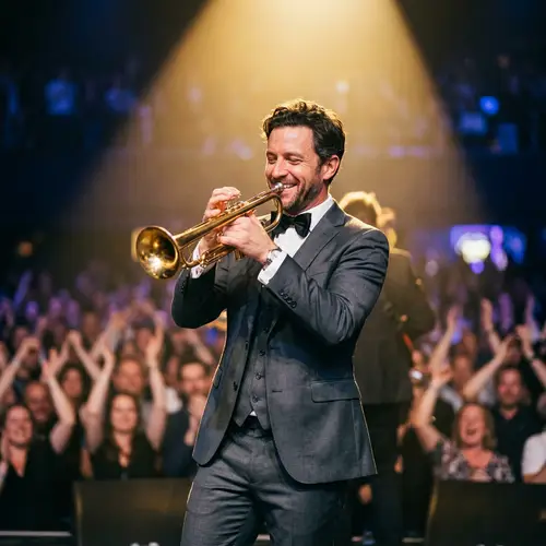 Acclaimed Male Trumpet Player Performing On Stage