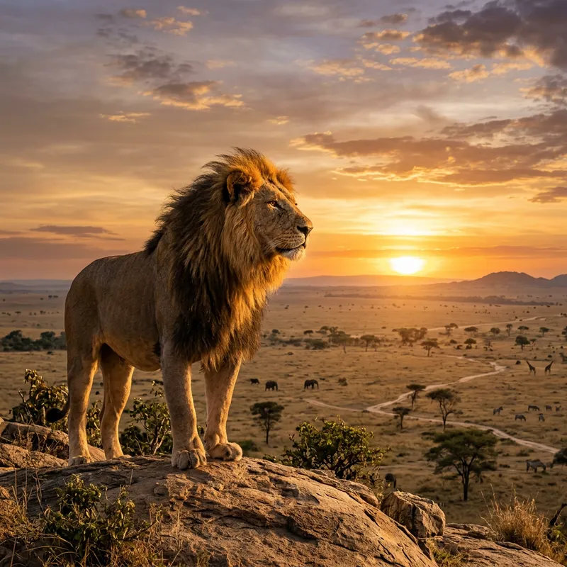 Majestic Lion on Rocky Ridge | Impressive Wildlife Image
