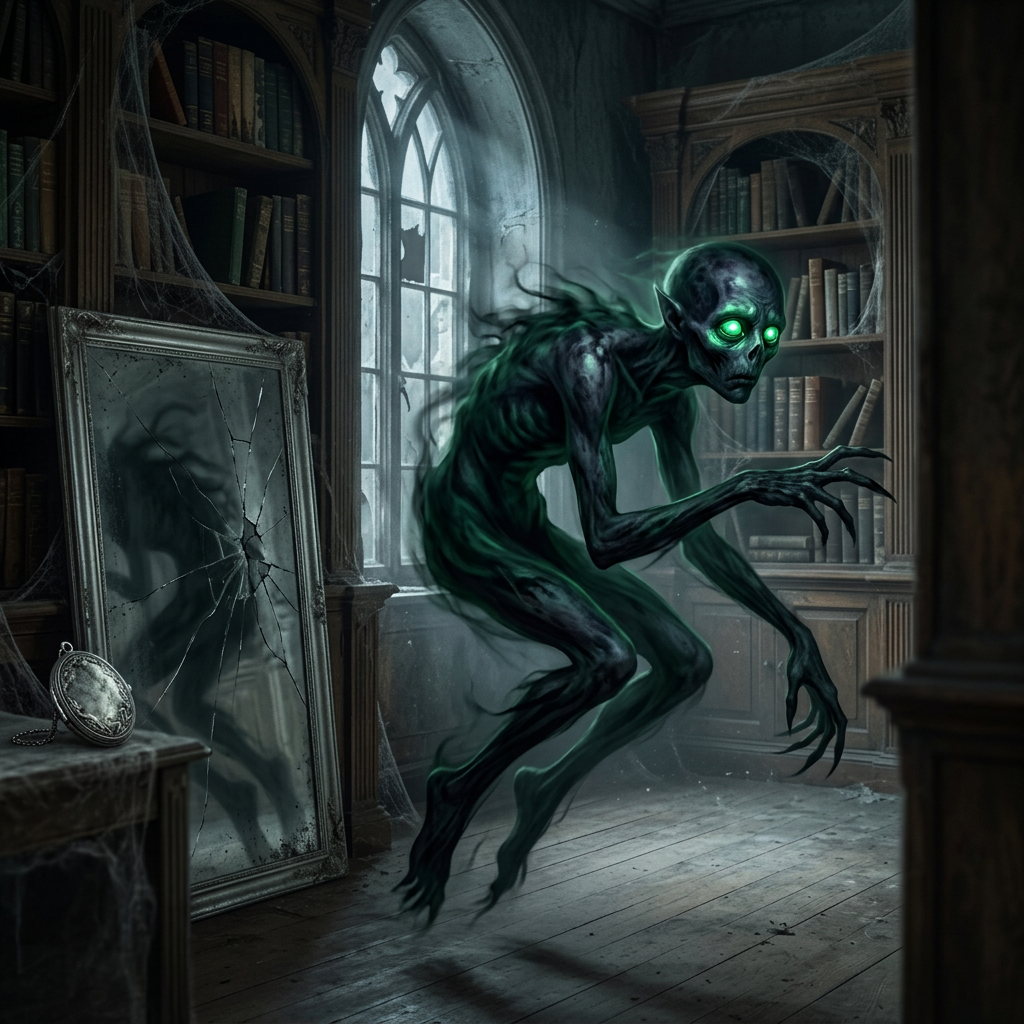 Symbolic Representation of Deadly Sin: Envy Creature in Dark Mood