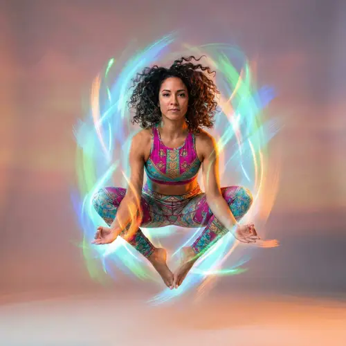 Dynamic Frog Yoga Pose | Vibrant Attire Performance