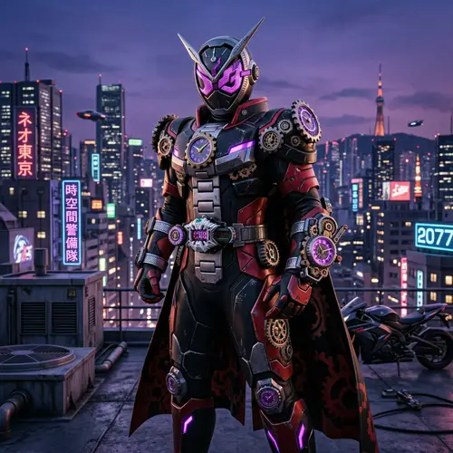 Futuristic Masked Rider Superhero Design