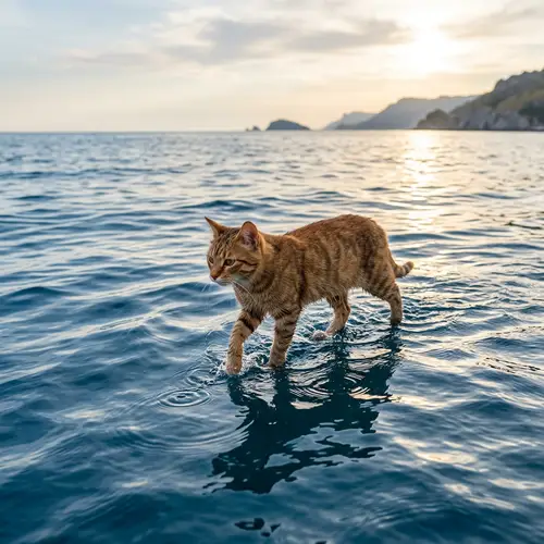 Cat Walking on the Sea - Amazing Image