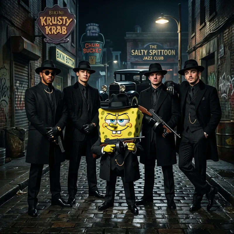 SpongeBob and Gangster F Ones in All Black