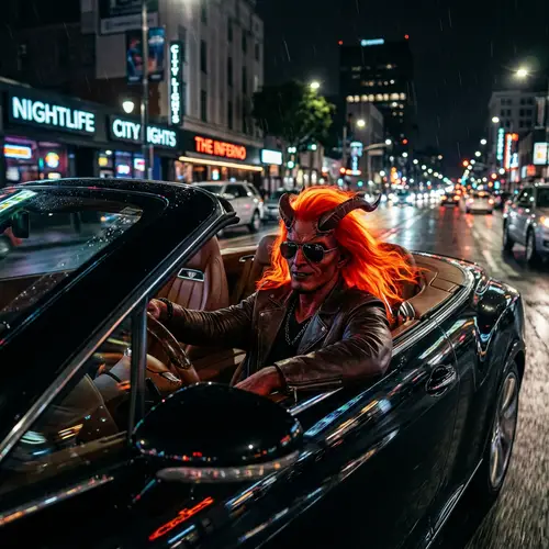 Fierce Demon with Red Hair in Black Bentley