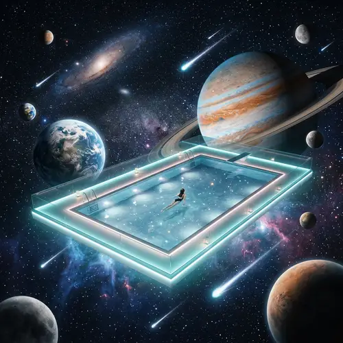 Swimming Pool in Space: Surreal Image of Celestial Oasis