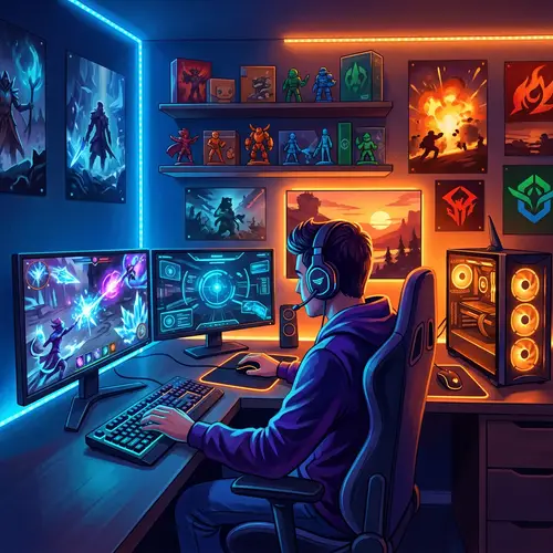 Vibrant Video Game Art with Opposing Colors